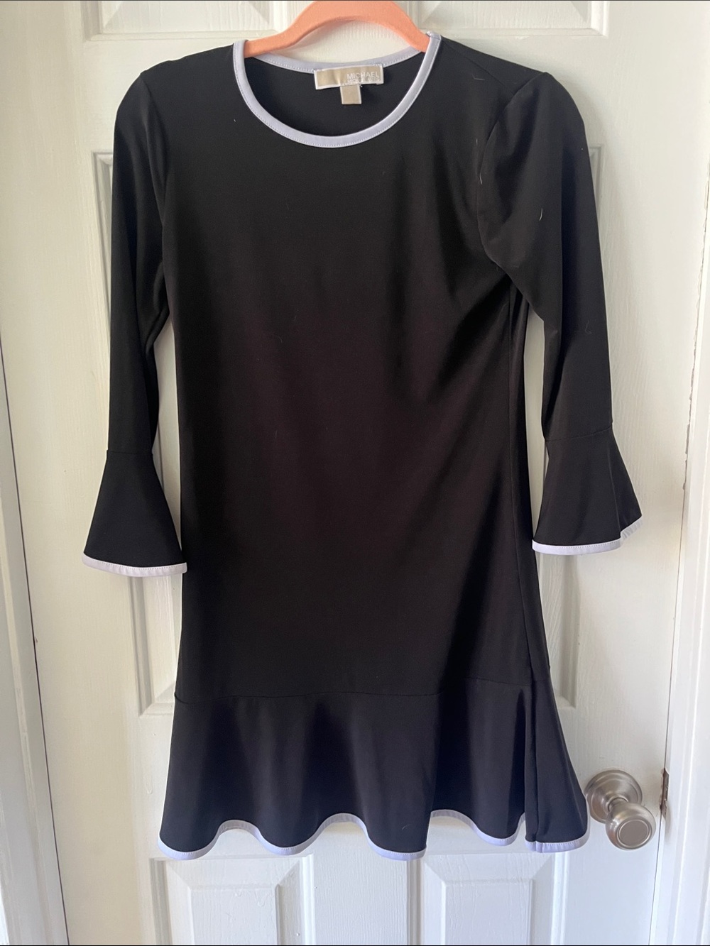 Lillie Rubin Black Long-Sleeve Dress with White Trim